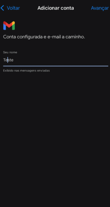 Tela de finalização